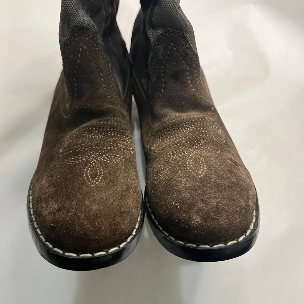 Masterson Boot Co. Boy's Size 13.5 Suede & Camo Canvas Western Cowboy Boots